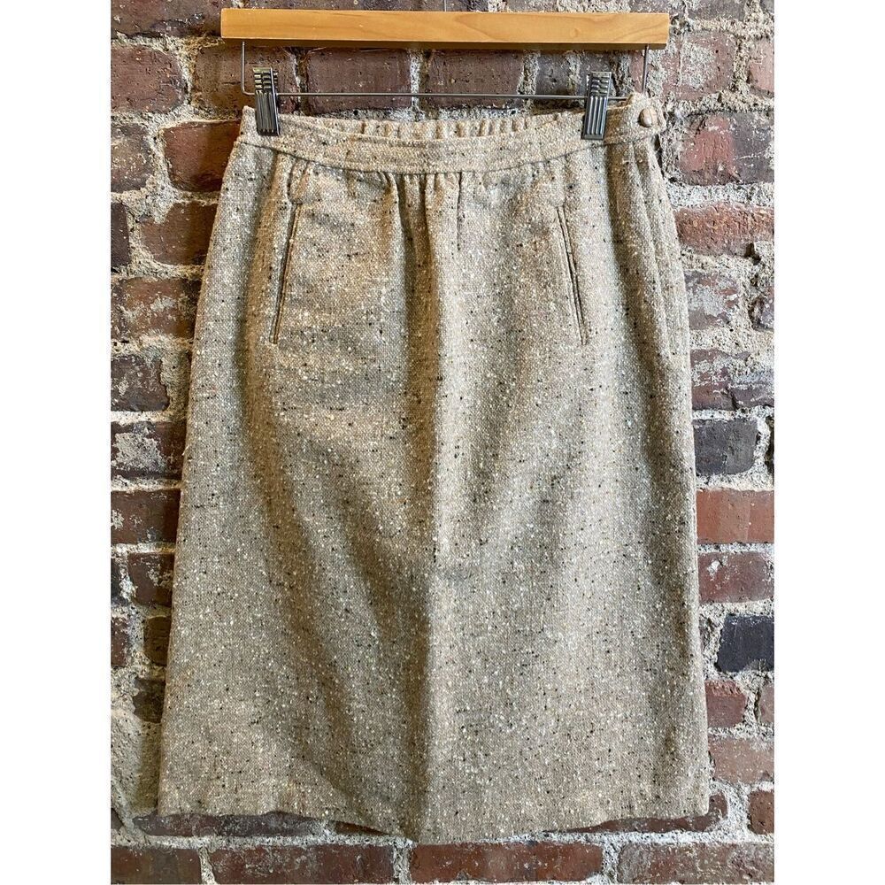 Vintage TRISSI Wool Blend Beige Speckled Skirt Women’s Size 10